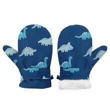 Binomata 1 双幼儿男孩和女孩卡通设计防水保暖冬季手套，S 码适合 6-18 个月，M 码适合 1-3 岁，户外雪地滑雪手套