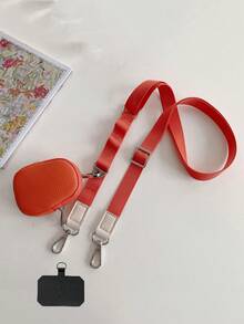 Zipper Pouch Phone Lanyard, Fashionable Women's Crossbody Phone Lanyard, Crossbody Phone Lanyard With Wallet, New Zipper Pouch Phone Lanyard, Adjustable Crossbody Phone Strap - Durable Polyester Material, Casual Style, Phone Pouch, Gift For Women - Multicolor - View 12