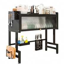 Over The Sink Dish Drying Rack - Dish Drainer With Hooks & Utensil Holder For Kitchen - Black - View 11