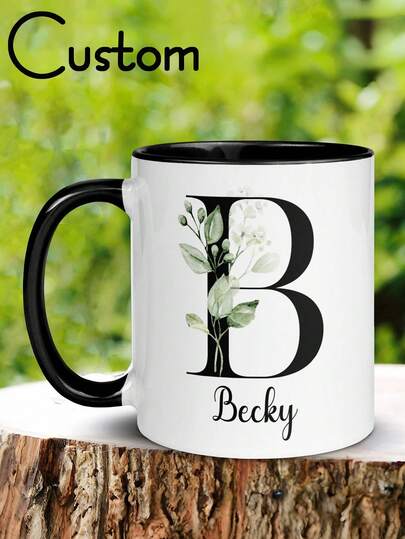 Personalized Gifts, Name Mugs, Initial Mugs, Single Letter Mugs, Letter Combination Mugs, Floral Letter Mugs, Floral Coffee Cups, Bridesmaid Gifts