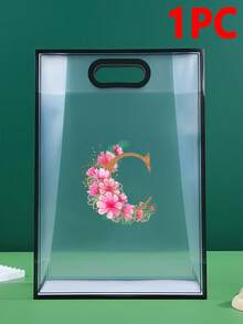 5/1pc Gift Bag, A-Z 26 Letter Design Waterproof Gift Bag - Fashionable Portable Wedding Gift Bag, Small Black & White PVC Transparent Tote Bag, Insertable Christmas Gift Bag, Wedding Gift, Holiday Gift