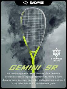 SALYWEE 碳纤维壁球拍，超轻，14/19线床设计，增强操控性——适合初学者，节日送给壁球爱好者的礼物，球拍设计时尚，碳纤维材质，附赠球拍包 - 彩色 - 查看 4