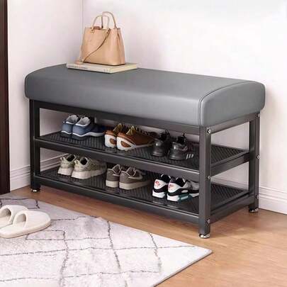 Shoe Bench, Shoe Rack, Shoe Storage, Adjustable Foot Pad, Sponge Cushion, Suitable For Bedroom, Living Room, Dining Room, Bathroom