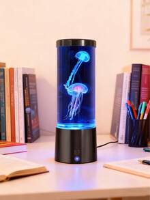 1个全新LED变色水母熔岩灯，电动水族箱海洋夜灯，RGB变色LED水母氛围灯，USB/电池供电（不含电池），适用于客厅、家居、卧室、游戏室装饰，节日和生日礼物，送给家人和朋友 - 彩色 - 查看 2