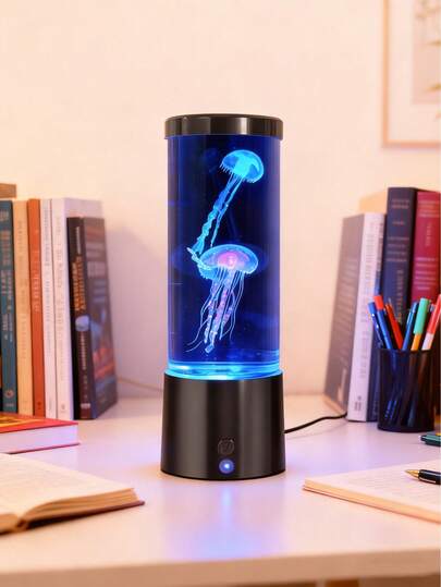 1个全新LED变色水母熔岩灯，电动水族箱海洋夜灯，RGB变色LED水母氛围灯，USB/电池供电（不含电池），适用于客厅、家居、卧室、游戏室装饰，节日和生日礼物，送给家人和朋友