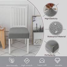 2-Piece Stretch Jacquard Waterproof Chair Cover Set, Removable And Washable, Bohemian Style, Made Of Polyester And Spandex Stretch Fabric, Suitable For Restaurants, Kitchens, Wedding Parties, And Home Décor. - Grey - View 3