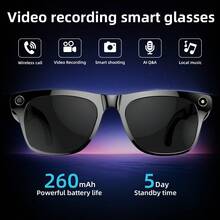 Neue intelligente Sonnenbrille, multifunktionale Sonnenbrille, 260mAh Großer Akku, KI-Objekterkennung, Anrufe, Musikwiedergabe, Foto, Videoaufnahme, Videoaufnahme, wiederaufladbar, HD-Linse, fortschrittliche Technologie, unisex, Berührungssensorik, intelligente Polarisation, Kamera, Rundumklang-Lautsprecher, KI-Sprachassistent, das beste Geschenk für Freunde