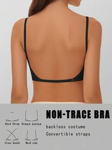 2pcs Women's Seamless Backless Strapless Bra - Lightweight & Breathable Thin Bridallingerie, Adjustable & Convertible Shoulder Straps, Light Support (Ideal For A/B Cup) - Wedding, Formal Dress, Camisole Underwear,Fall & Winter Wear - Multicolor - View 6