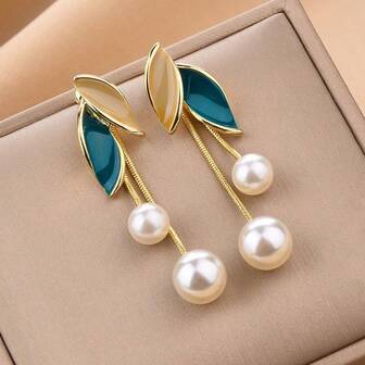 A Pair Of New Minimalist Faux Pearl Pendant Earrings For Women, Versatile And High-End, Suitable For Daily Wear