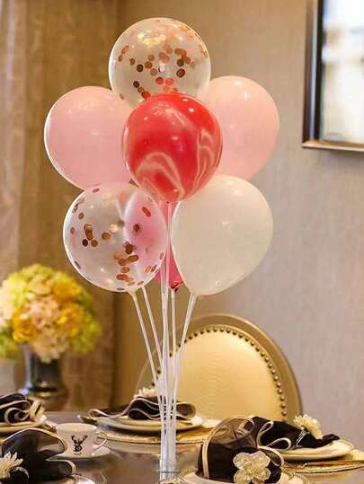 一套生日气球支架套装，柱式气球支架带底座，适用于婚礼和生日派对装饰，70厘米气球柱