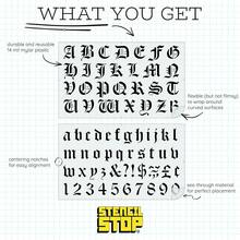 Stencil Stop Gothic Font Lettering Stencil - Reusable Old English Font Stencil Template For DIY Projects, Painting, Drawing, Crafts - 14 Mil Mylar Plastic [1 Inch Tall Letters, 2 Stencils Included],GothicFontLettering[Stencil] - 哥德字體[模板] - 查看 4