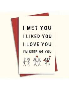 1/2 Pcs "I Like You, Love You, Keep You" Anniversary & Celebration Of Love Greeting Card - Apricot - View 5