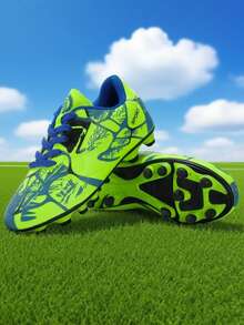 Camouflage Pattern Asymmetrical Color Asymmetrical Tongue Design Breathable Comfortable Outdoor Football/Soccer Shoes, Hiking Shoes, Cleats For Teenagers, Students, Campus Sports
