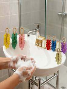 1pc Dopamine Grape Soap, 7 Colors Portable Hand Beauty Cleansing Soap, Grape Scented Soap - Hand Repair Savior For Dry, Rough Skin In Autumn/Winter, 3-In-1 Hand Wash Soap To Keep Hands Clean, Lightly Scented, And Maintain Soft Skin - Multicolor - View 2