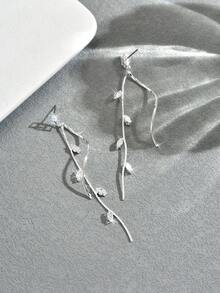 1 Pair French Luxury Long Zirconia Tassel Earrings, Elegant Twisted Stud Earrings, European And American Style, Earrings - Y0268 - View 4