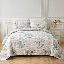 3 Pieces Green Leaf Quilt Set Twin Full Queen King Size, Floral Bedspread Bedding Sets Boho Damask Soft Microfiber Coverlet Set For All Season,Home Decor Room Decor Bedroom Decor Bed Comforter Set Mothers Day Gift Wedding Decorations. - 綠葉 - 查看 13