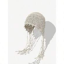 1pc Women's Handmade Crochet Hollow Out Beanie Hat, Lightweight Knitted Tassel Decor Cap, Fashion Headwear For Summer Sun Protection, Boho Style, Suitable For Mother And Daughter, Women Vacation, Halloween - Nhiều màu - Xem 7
