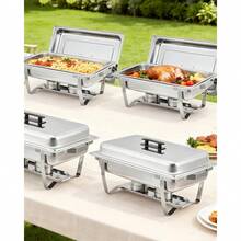 mteryoing 2/4/6 Pack Rectangular Chafing Dish, Single Compartment Stainless Steel Buffet Warmer Set, Complete Food Server For Catering, Wedding Events, Home Parties - 6 件裝 - 查看 8
