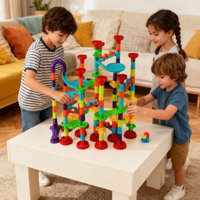 1pc/Lot Random Color Trajectory Ball Sliding Blocks, 3d Puzzle Building Blocks, Great For Christmas/Halloween/, Creative/Novelty Toys And Stress Relief Toys,Marble Run,Marbles,Educational Toys,Kids Tunnel,Fun Run,Ball Puzzle,Marble Run,Marbles,Ball