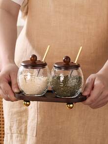 1pc Glass Seasoning Jar, Suitable For Tabletop Decor, Home And Kitchen Condiment Storage - Glass Condiment Jars - View 10