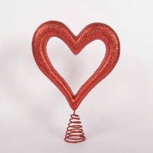 Christmas Heart-Shaped Tree Topper, Creative Metal Tree Cap For Home, Office, And Party Decorations, Suitable For Christmas And Valentine's Day - 酒紅色 - 查看 6