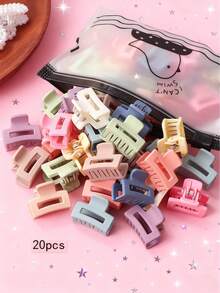 20 piezas de Pinzas para el cabello con garra cuadrada (color aleatorio) Lindos clips para el cabello de dopamina de verano, pasadores, ligas para el cabello, clips para el cabello, adecuados para la escuela, la universidad, las estaciones de otoño e invierno, accesorios esenciales para el cabello para los atuendos de vacaciones de las niñas - Multicolor - Ver 1