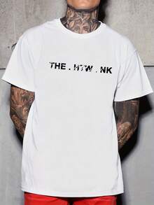 Plus Size Men Letter Pattern Printed T Shirt Suitable For Summer, Fashion Casual Casual Wear T Shirt For Men - 白色 - 查看 7