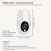 1pc IPL Laser Epilator 600,000 Flashes Pulses Light 8 Levels Laser Hair Removal Big Wavelength Scope Professional Epilator For Women Body Bikinis Pubic Shavers Depilator Home Use Devices Remover - EU C Type Plug(220-240V) - View 12