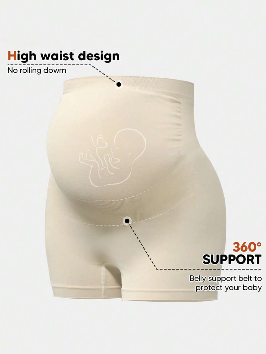 Maternity High Waist Belly Support Shorts, With Expandable Abdominal Support Panel, Suitable For Prenatal Yoga
