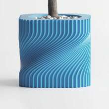 ORIZZONTE Modern Decorative Vase With Intertwined Spiral Structure – Dynamic Minimal Design For Plants, Cactus, Bonsai – Home/Office Gift Idea – Available In 2 Sizes – 100% Made In Italy, Shipping From Italy - Cyan - 查看 4
