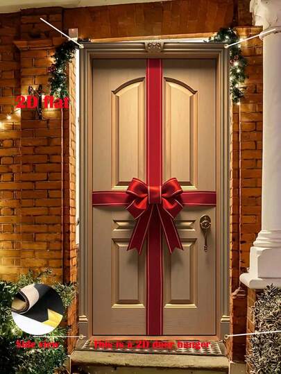 1 件 2D 平面门挂横幅，圣诞节门窗旗，节日门饰，涤纶材质，尺寸 90*180 厘米，适用于室内/室外门饰、家居装饰、花园装饰、节日派对装饰、派对用品、嘉年华新年装饰