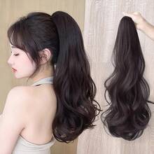 假发马尾辫环绕式长马尾辫，三爪长发高马尾夹，无缝假发夹式自然蓬松逼真马尾辫 HA2784 优雅发夹 女士发爪发夹 冬季发饰 - 加長款 - 查看 9