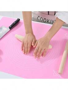 Estera de amasar de silicona, estera de masa gruesa antideslizante, herramienta de hornear, estera para amasar, tabla para pasteles para uso doméstico - Rosa Pálido - Ver 9