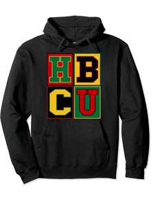 HBCU Block Letters Hoodie - Black With Bold Red, Yellow, Green, Blue, White - All-Season Pullover Sweatshirt For HBCU Alumni, Graduates, African American Heritage - Machine Washable Hooded Sweatshirt (Sizes S-XXL) - Perfect Gift For Family & Friends, Casual Wear, Stylish Hoodie, Comfortable Fit, Unisex Apparel, Graduates Gift, Durable Fabric, College Apparel, Unisex Fashion, Highquality Print, College Students - 黑色 - 查看 1