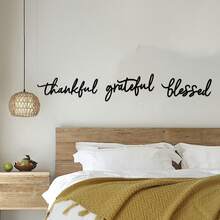 Juego de 3 piezas de arte de pared metálico - Símbolos de bendición de Acción de Gracias, Navidad, Día de la Madre - Decoración de pared interior para sala de estar, horizontal, tema de amor - Negro - Ver 2