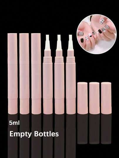 5ml Pink Refillable Twist Pen Applicator – Empty Nail Oil Pen With Brush Tip; Lip Gloss Tube & Eyelash Growth Serum Applicator; Leak-Proof Precision Car Touch-Up Paint Pen; Portable Refillable Design For Women, Beauty Enthusiasts & Nail/Eyelash Technicians; Travel, Salon & Daily Use; Lightweight Multipurpose Applicator Gift