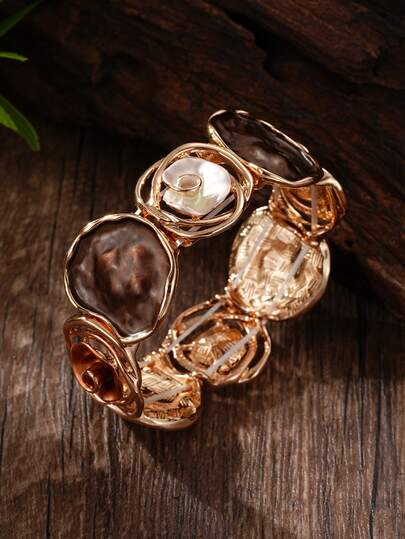 Cring Coco 1 chiếc vòng tay thun họa tiết hoa hồng kaki tráng men Bohemian thời trang, thích hợp cho trang phục hàng ngày, dạ hội, tiệc tùng, kỳ nghỉ, lễ hội âm nhạc, quà tặng phụ kiện trang sức ngày lễ tình nhân của phụ nữ