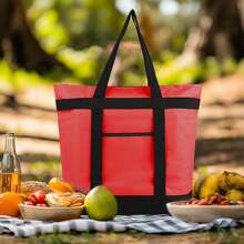 ZBEZBE Insulated Reusable Tote Bag For Grocery Shopping For Women/Men, Pizza/Food Delivery Bag To Keep Food Cold/Doordash/Grubub, Cooler Bags For Travel/Beach/Picnic - 紅色 - 查看 6