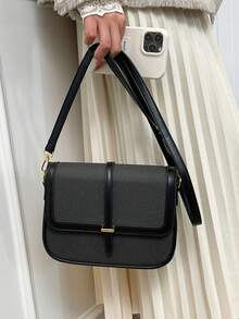 1个女士新款轻便便携高品质小方包，配有可调节肩带，适合购物、通勤、工作、单肩和斜挎。 - 黑色 - 查看 4