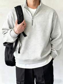 1件青少年男童百搭套头卫衣，简约百搭，适合秋冬季穿着 - 灰色 - 查看 5