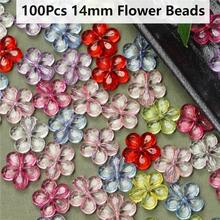 100Pcs 14mm Multicolor Spacer Loose Beads With Hole Flower Shape Handmade Material - 100 hạt cánh hoa 14mm - Xem 2
