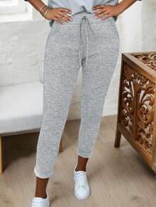 Quần legging bó sát cỡ lớn dành cho nữ, kiểu dáng thanh lịch, chất liệu mềm mại, co giãn, thích hợp cho mùa xuân, hè, thu đi làm, dáng ôm vừa vặn có túi. - Màu Xám nhạt - Xem 3