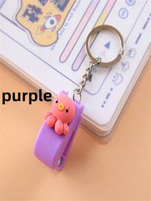 1个可爱卡通订书机，便携式，办公装订工具，学生用品，迷你订书机带钥匙扣，适用于办公室、学生文具、家庭、学校用品、返校礼物、男友礼物、办公桌配件、教师礼物、书籍配件、返校季、学校用品 - 彩色 - 查看 10