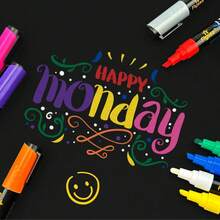 8 قطع/12 قطعة من أقلام الطباشير السائلة الملونة، قابلة للغسيل والمسح الرطب، مناسبة للسبورة السوداء والبيضاء، نوافذ الزجاج المضيئة، رسم على نوافذ السيارة، قلم تحديد فلورسنت