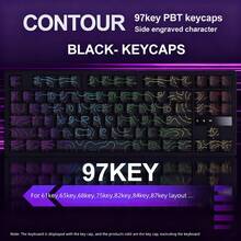 97 Keys White Contour Lines PBT Double Shot Keycaps Sidelit Light Backlit Translucent Cherry Profile For MX Mechanical Keyboards - White - View 8