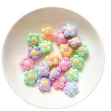 20pcs Acrylic Colorful AB Coated Sunflower & Plum Blossom Flower Beads For DIY Jewelry Making, Phone & Key Chain Accessories - Flower - View 3