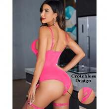 Lingerie For Women Sexy Corset Garter Lingerie Set One Piece Teddy Bodysuit Boudoir Outfit,31371369 - 粉色 - 查看 5