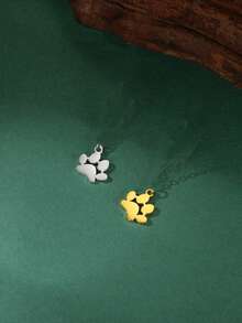 AMAXER 3pcs/Set Stainless Steel Single Paw Print & Continuous Paw Print Pendant, Cute Minimalist Handmade DIY Jewelry Making Supplies, Holiday Gift, Wholesale - Simple Series - View 8