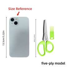 1pc Stainless Steel Multi-Layer Scissors With Cleaning Brush, Kitchen Shears, Multi-Functional Scissors For Scallions, Cilantro, Leaves, Seaweed, Nori, 3/5 Layer Shredding Scissors, Household Vegetable Scissors - Green - View 14