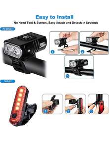 Bicycle Front Light USB Rechargeable, 6 Modes Bicycle Headlight And 4 Modes Tail Light Set, High Lumen Super Bright Bicycle Light, Waterproof Safety Bicycle Front And Rear Lights, Suitable For Road, Mountain, And Night Riding.